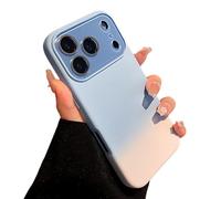 Large Window Colorful Gradient Silicone Soft Case for iPhone 17/16/15/14/13/12 Pro Max with Lens Protection Shockproof Matte Cover. (17 AIR,Blue)