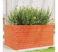 Large Wooden Garden Planter Box 90x60x45. 5cm, Solid Pine Wood Flower Pot for Outdoor Plants, Rustic Brown Wax Finish with Open Bottom for Drainage, for Flowers Herbs Vegetables Balcony Patio Decor