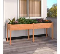 Large Wooden Planter Box with Brown Liner 203x53x76cm, Solid Spruce Wood Garden Flower Pot for Balcony Patio Decor, DIY Planting with Drainage Holes, Wide Space for Herbs Vegetables Flowers