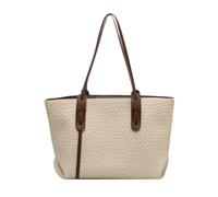 Large Woven Tote Bag, Leather Tote Bag For Women, Lightweight Foldable 17in | Packable Carryall Design, Spacious Shoulder Storage, Shopping Commute Travel Use, Packs Flat For Work Pool Vacation