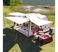Large Yurt Tent 12 Person, Waterproof Family Cabin Canvas Tents, Double Layer Big Family Tent for Outdoor, Picnic, Camping, Friends Gathering, 2 Rooms & 3 Doors Vision