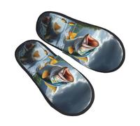 Largemouth Bass Jumping Out Of The Water Pattern Pantofole Morbide Pantofole Da Casa Leggero Ciabatte Da Viaggio Per Donna Esterno Feste M