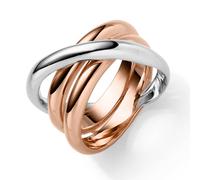 Largo Anello Da Donna IN 585 Oro Bianco/Rosso Attraversato Brillante L:12mm