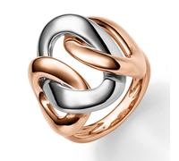 Largo Anello Da Donna IN 585 Oro Bianco/Rosso Attraversato Brillante L:23mm