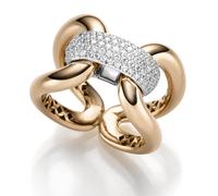 Largo Anello IN 750 Oro Rosso/Bianco Con Diamanti-Brillanti 0,58 CT Tw-Si