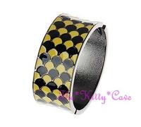 Largo Smalto Concavo Gradi Design Geometrico Contrasto Bracciale Polsino