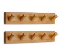 LARHN Appendiabiti da Parete Bianco con 5 Ganci (2 u.), 42cm - Attaccapanni da Muro Moderno, Appendini da Muro