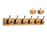 LARHN Appendiabiti da Parete Legno - 6 Ganci Tripli in Nero - 59 cm - Attaccapanni da Muro Moderno per Ingresso, Cameretta e Bagno