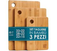 LARHN. Set Taglieri da Cucina in Legno di Bambù - 3 Pezzi Extra Spessi 1,5 cm - Tagliere da Cucina 33x22 / 28x22 / 22x15 cm - Resistenti, Facili da Pulire e Delicati sulle Lame