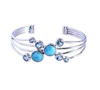 Larimar & Blue Topaz Gemstone 925 Solid Sterling Silver Cuff Braccialetto meraviglioso fatto a mano, regalo per lei FSJ-5689
