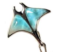 Larimar Manta Ray Ciondolo IN Argento Sterling 925+18 " Collana Argento Catena