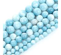 Larimar - Perline in pietra naturale occhio di tigre, giada, rotonde, sfuse, per la creazione di gioielli e braccialetti fai da te, 6 mm, 60-62 pezzi