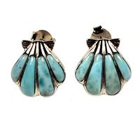 Larimar Sunrise Orecchini Conchiglia IN Placcato Rodio Argento 925 Gioielli