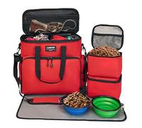 LARIPOP Borsa da viaggio per cani, set di borse da viaggio per cani e gatti, borsa multifunzione approvata dalle compagnie aeree, include 2 ciotole pieghevoli, 2 contenitori per alimenti, 1 tappetino