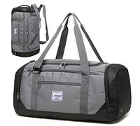 Laripwit Borsone da viaggio da uomo, 40 l, medio, da palestra, borsone sportivo, week-end, pernottamento per viaggi, Grigio, viaggi, palestra, sport, campeggio, escursionismo, lavoro, fine settimana