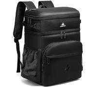 Laripwit Zaino Termico Grande 30 Litri, in Pelle PU, Doppio Strato Prova di Perdite Picnic Borsa Frigo Zaino, Unisex, Perfetto Per Campeggio, Pranzo, Spiaggia, Nero