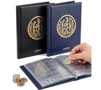 LARIUS Album monete per 360 monete - 12 fogli per monete da 30 scomparti (30 x 30 mm) per monete fino a 25 mm, adatto per 2 euro e monete speciali (blu)