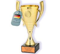 Larius Coppa (22 cm, 415 g), elegante trofeo universale con base in marmo, personalizzabile, ideale per sport, scuola, concorsi e premi, B3 (con testo desiderato, oro)