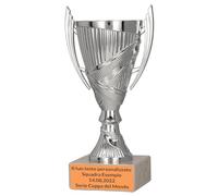 Larius Coppa del Vincitore - Trofeo Calcio Regalo con Testo Personalizzato (Argento, con Testo Personalizzato)