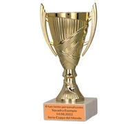 Larius Coppa vincitrice con/senza incisione (personalizzabile) - Trofeo da calcio con base in marmo - 3 colori, regalo e premio d'onore per tornei, bambini, club (oro)