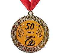 Larius Group Medaglietta con testo standardizzato 50 anni insieme o desiderio, con nastro/scatola - Regalo per un evento speciale, competizioni, prove sportive, matrimonio (con nastro)
