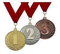 Larius Set di 3 medaglie in metallo vincente per sport, competizioni, 1, 2, 3 posti (1-2-3 posti)