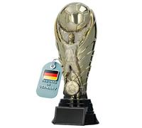 Larius Trofeo Calcio Premium 19/22/25 cm - Oro, Peso Fino a 1,2 kg - con/Senza Incisione Personalizzata | Elegante Coppa per Campioni, tornei e Club - F1 (con Testo Personalizzato, XL)