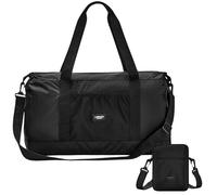 Larkson Borsa da Viaggio Pieghevole Uomo & Donna Nero - Magnus - Packable Weekender 40L - Borsone da Viaggio con Cinghia per Trolley - Pieghevole in Piccola Borsa a Tracolla - Ultraleggera