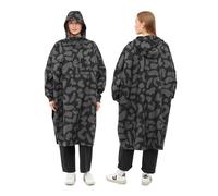 LARKSON Poncho Antipioggia Donna Uomo Nero Leopardato - Lykke - Impermeabile Pioggia per Bicicletta Outdoor Festival - Colonna d'Acqua da 10000mm - Giacca Antipioggia con Cuciture Nastrate