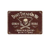 Larkverk American Legend Gun for Hire Shoot Loot Rotten Retro Targa in metallo vintage per casa, bar, ufficio, decorazione murale per bagno, 30,5 x 20,3 cm