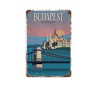 Larkverk Cartagena Budapest - Targa in metallo con scritta in lingua inglese "Budapest", decorazione da parete, decorazione per bar, bar, caffetteria, 30,5 x 20,3 cm