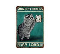 Larkverk Targa vintage in metallo con procione con carta igienica Your Butt Tovaglioli My Lord, targa in metallo vintage per casa, bar, ufficio, decorazione da parete, negozio, bagno, 30,5 x 20,3 cm,
