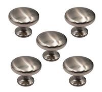 l'armadio, Confezione da 5 pomelli rotondi a forma di fungo for mobili in lega di zinco spazzolato con foro singolo, diametro 24 mm, altezza 22 mm.