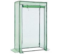 LARMNEE Serra da Giardino in PE con Tetto a Punta, 85 x 45 x 150 cm, con Porta Arrotolabile, Anti UV, per Pomodori, Frutta, Fiori, Piante, per Cortile, Esterni, Verde EGN14GH02