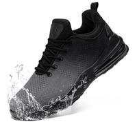 LARNMERN Impermeabile Sneakers Uomo Scarpe Running Corsa Scarpe da Cucina Scarpe Antiscivolo Cuoco Leggero Camminata Casual Comode (Nero Grigio,43 EU)