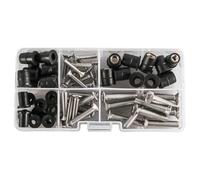 Laroal 60 pezzi M4 M5 M6 Bullone e Dado Set con Dadi in Gomma 304 Viti in Acciaio Inox per Parabrezza Moto Parti di Barche Accessori per Kayak Dimensioni M4 M5 M6 con Dadi in Ottone