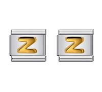 Laroal Confezione da 2 ciondoli a Maglie per Braccialetti Fatti a Mano, ciondoli Italiani, Lettera AZ in Oro, Ciondolo modulare per Braccialetti Staccabili da 9 mm (Lettera Z 10x9 mm)