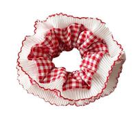 Laroal Elastici per Capelli Oversize a Balze Rosse e Bianche a Quadretti per Donne, Elastici per Capelli in Pizzo, Corde, Elastici per Capelli, fermacoda di Cavallo, Accessori per Capelli per Donne