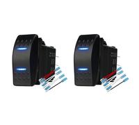 Laroal Interruttore a bilanciere momentaneo da 2 Pezzi ON/off/ON Impermeabile DC 12V/20A 24V/10A 7 Pin DPDT Luce Blu con Set di Cavi di Collegamento per Barca, Camion, roulotte, Camper, SUV, ATV