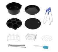 Laroal Kit de accesorios para freidoras sin aceite de 18 cm para modelos de 3,5 a 4,5 l, juego de 10 con bandejas cuadradas, cesta de silicona, revestimiento antiadherente, apto para lavavajillas