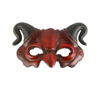 Laroal Maschera di Halloween Mezza Faccia con Corna per Adulti, Maschera da Demone Horror, Copricapo Cosplay, Accessori per Feste di Carnevale, Maschera Rossa in Schiuma PU