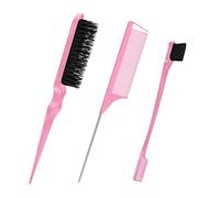 Laroal Peine de Tres filas y Cola puntiaguda, peine de Dos cabezales para peinar Cabello y cejas, Set multifuncional de 3 piezas para peluquería y maquillaje