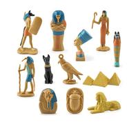 Laroal - Set di 12 statuette egiziane realistiche con piramidi e mummie, giocattoli e decorazioni per feste a tema dell'antico Egitto