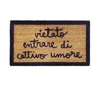 Laroom Zerbino con scritta vietato entrare di cattivo umore, superficie in iuta e Base antiscivolo, marrone, 40 x 70 x 1,8 cm