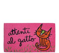 Laroom Zerbino Design Attenti al Gatto, Jute & Base Antiscivolo, Rosa, 40 x 70 x 1,8 cm