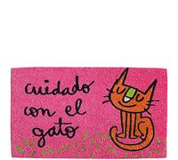 Laroom Zerbino design con il gatto in juta e base antiscivolo, rosa, 40 x 70 cm