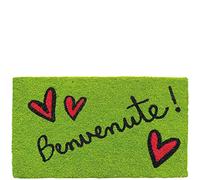 laroom Zerbino Motivo benvenute, Jute And Base Antiscivolo, Verde, 40 x 70 x 1.8 cm