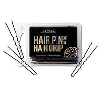 LaRosa Spille per capelli ondulati 6,5 cm - A forma di U in metallo solido - Adatto per saloni di parrucchieri - 1 confezione x 40 pezzi - Nero