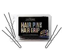 LaRosa Spille per capelli ondulati 6,5 cm - A forma di U in metallo solido - Adatto per saloni di parrucchieri - 1 confezione x 40 pezzi - Nero opaco