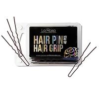 LaRosa Spille per capelli ondulati 6,5 cm - Palla di metallo solidu a forma di U - Adatto per saloni di parrucchieri - 1 confezione x 40 pezzi - Bruno opaco